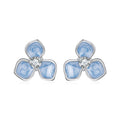 925 Sterling Silver Enamel White Gold Plated CZ Earrings