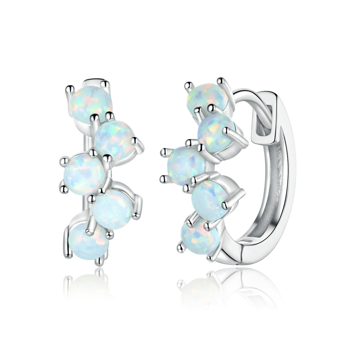 925 Sterling Silver Earrings with Translucent Opal