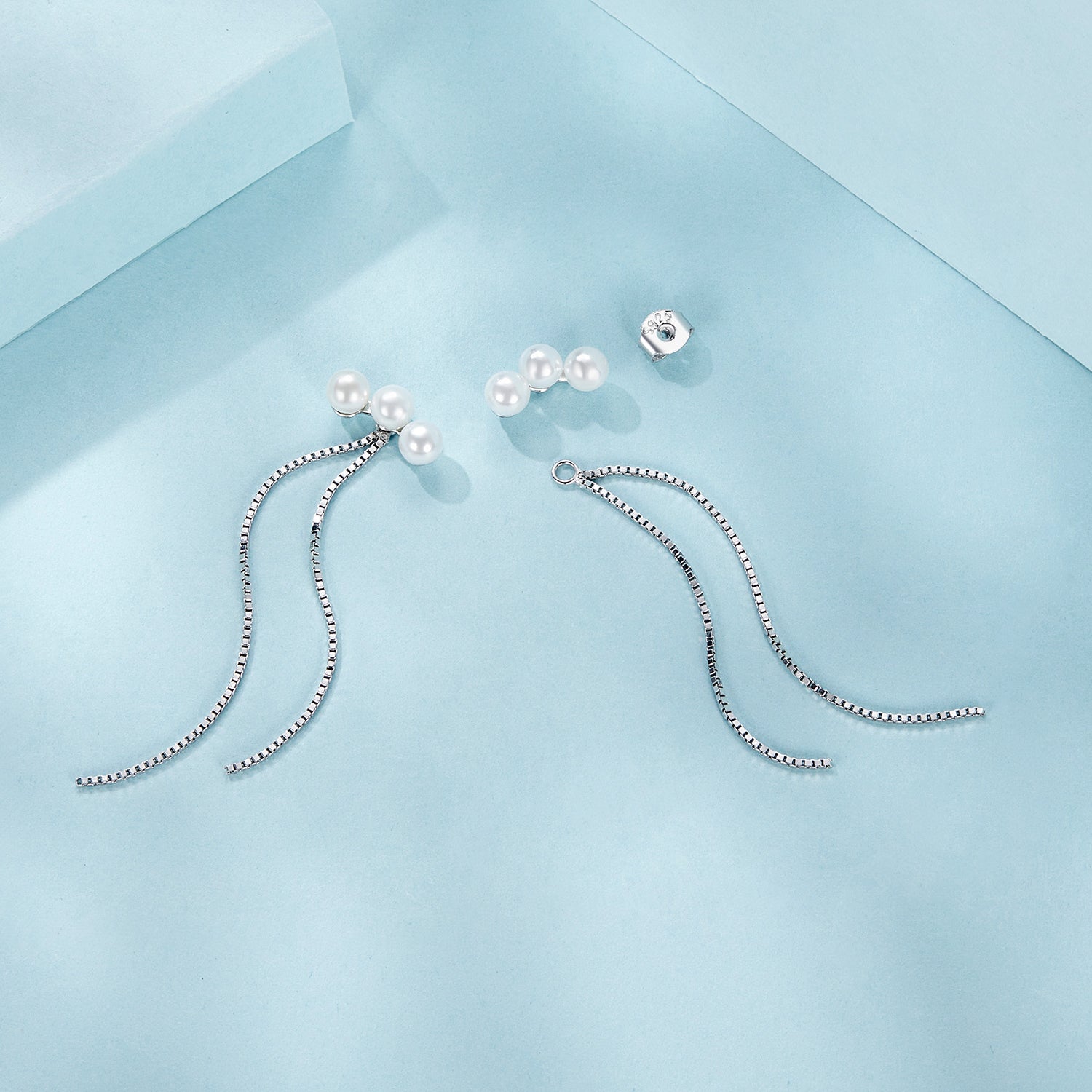 925 Sterling Silver White Gold Plated Shell Pearl Earrings