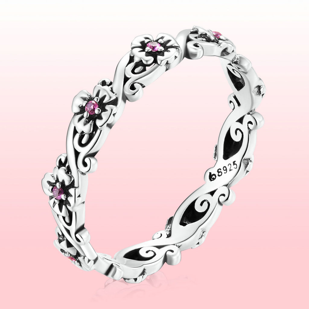 925 Sterling Silver Oxidized CZ Pavé Ring Size 6 for Women