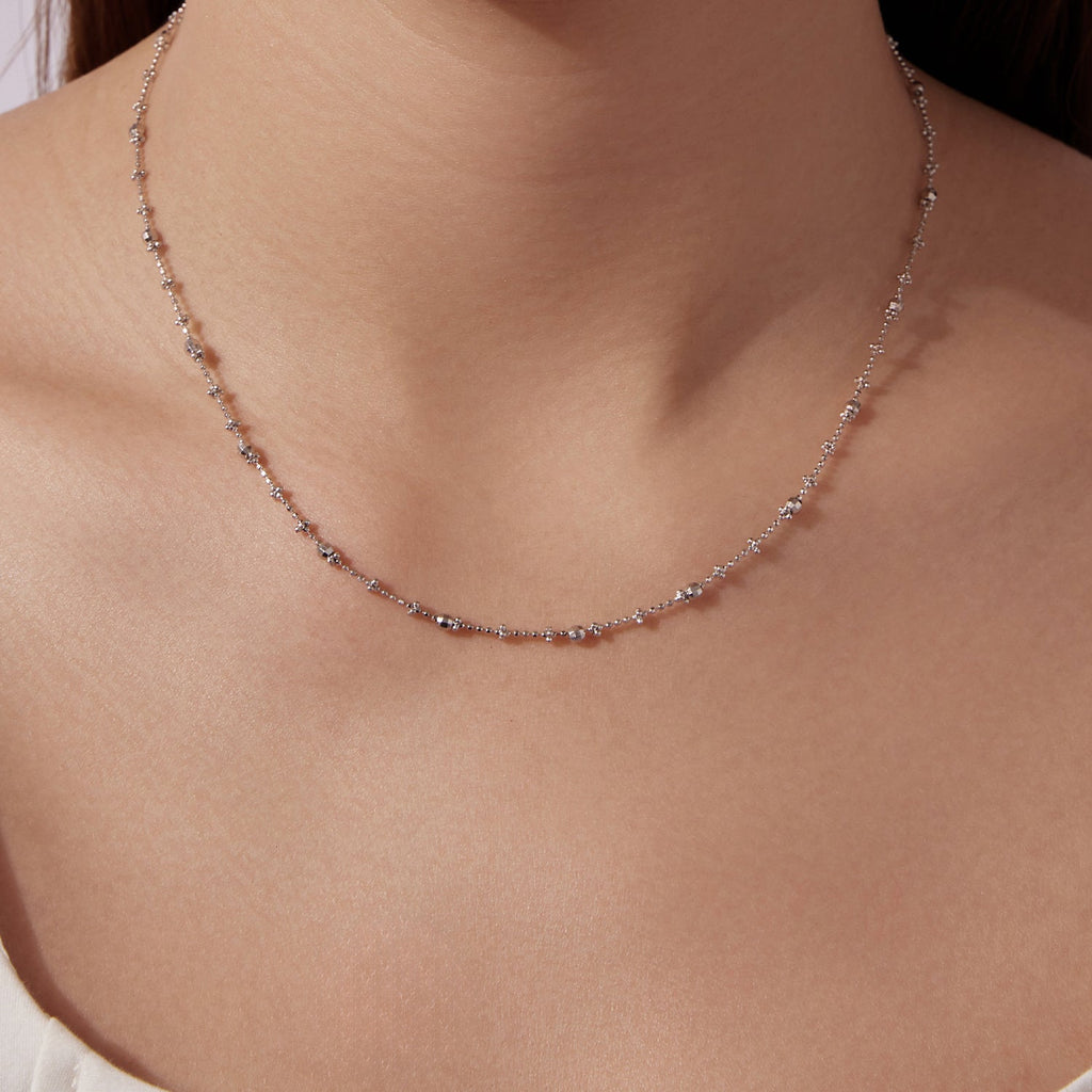 925 Sterling Silver 40+5cm White Gold Plated Necklace for Women