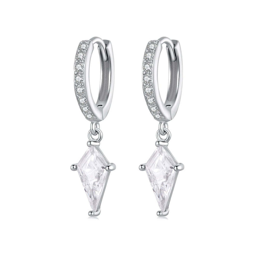925 Sterling Silver White Gold Plated Earrings with CZ for Women