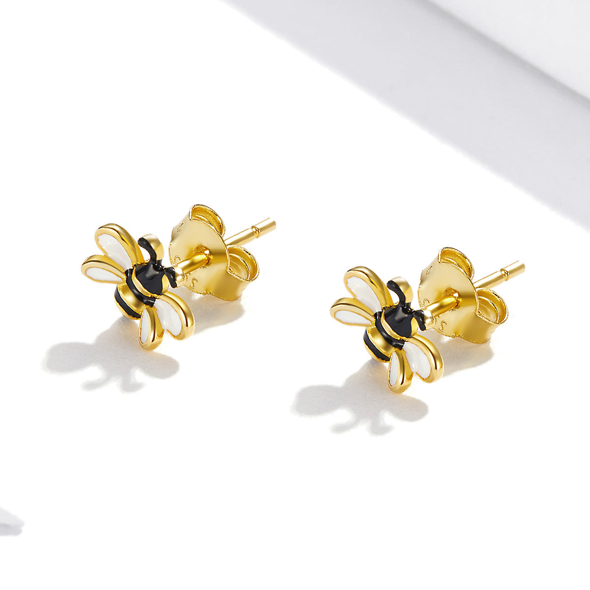 925 Sterling Silver Enamel Plated Gold Earrings