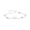 925 Sterling Silver 3mm Moissanite & Shell Pearl Bracelet for Women