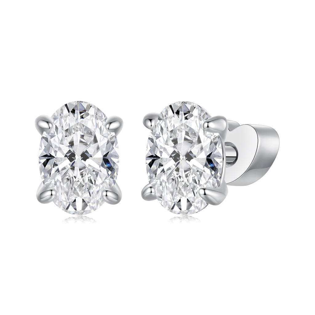 925 Sterling Silver Earrings with Pavé Setting CZ, 0.7*0.5cm, for Women