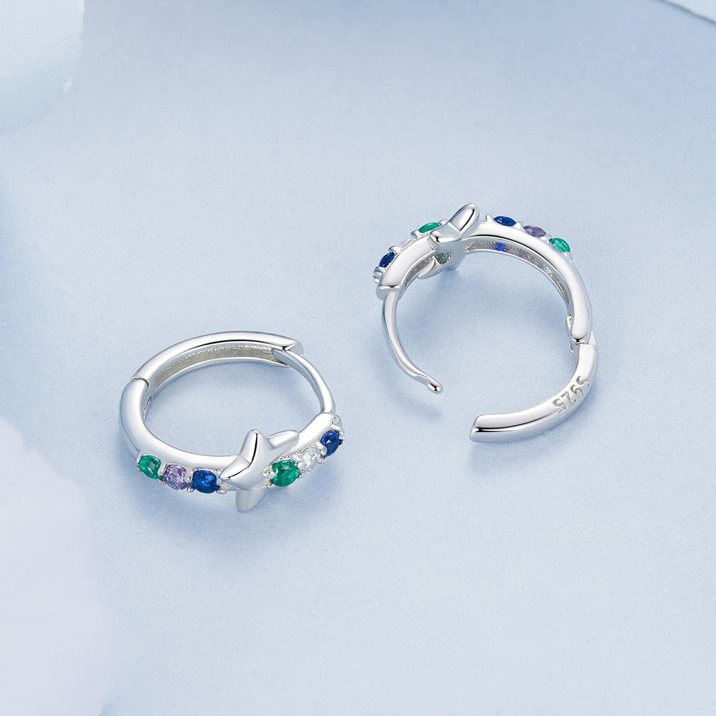 925 Sterling Silver Earrings with Pavé Setting CZ in White Gold for Women