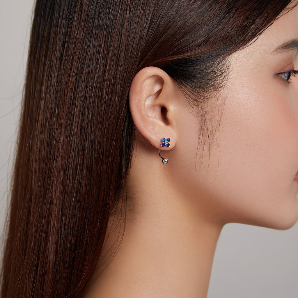 925 Sterling Silver Earrings with Pavé CZ & Platinum Plating for Women