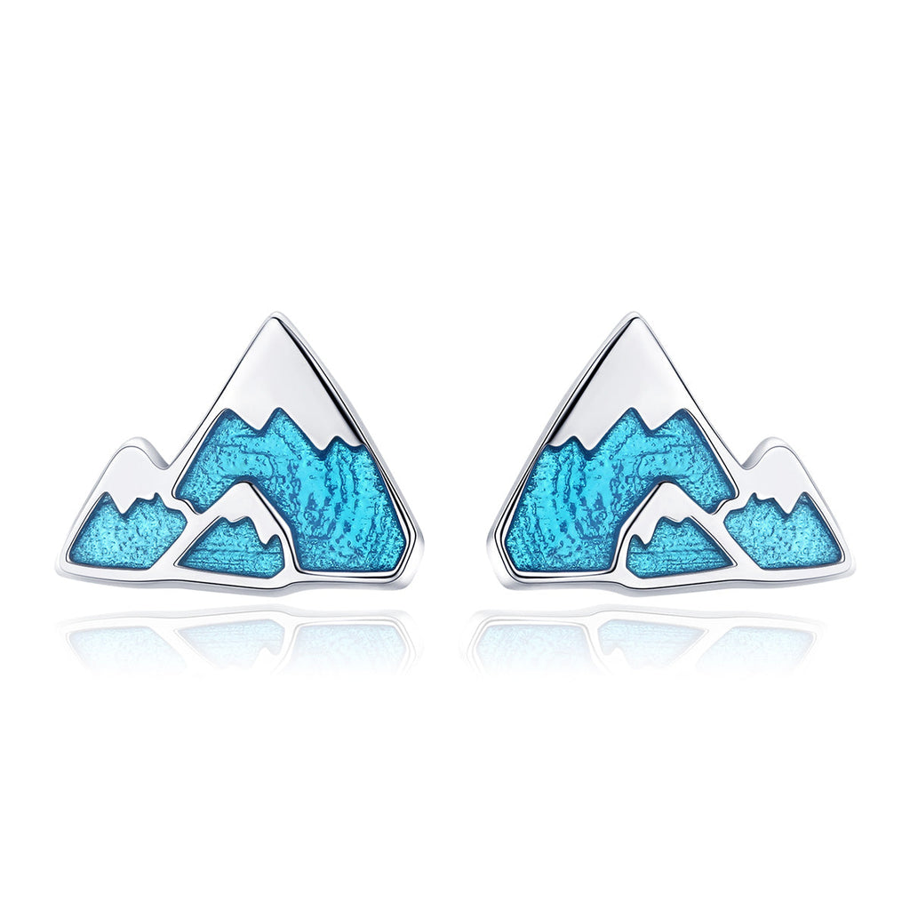 S925 Sterling Silver Earrings 0.7*0.9cm with Plated Platinum and Enamel