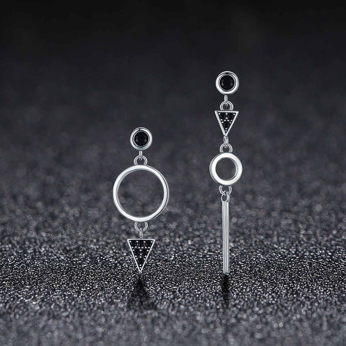 925 Sterling Silver Oxidized Pavé Setting CZ Earrings