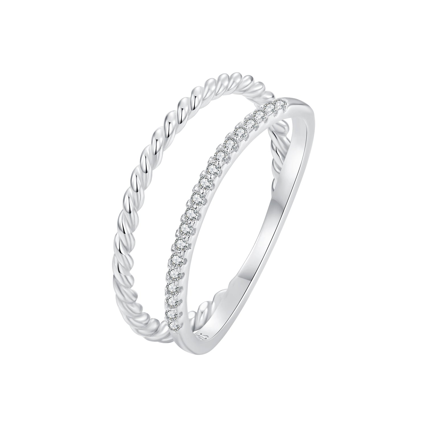 925 Sterling Silver Ring 6.0 Size with Pavé Setting CZ