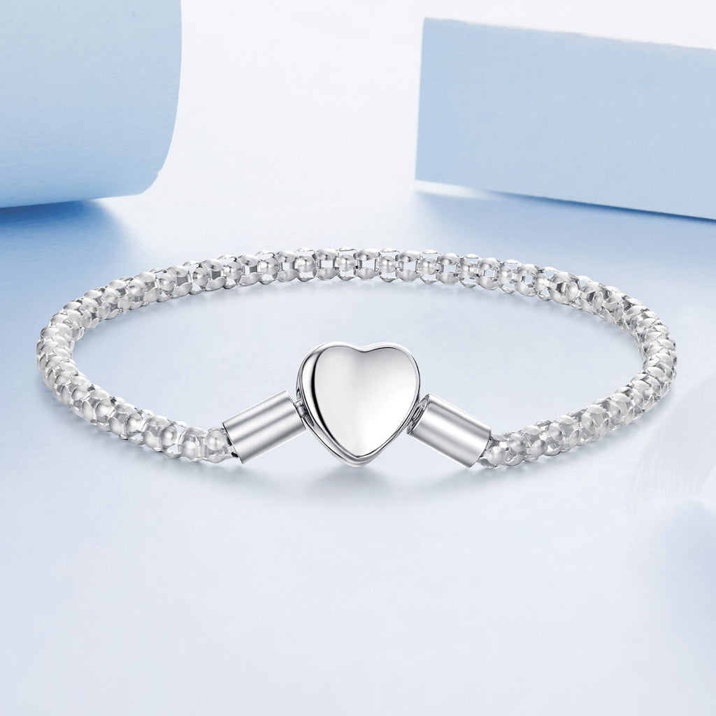 925 Sterling Silver Bracelet 17cm Heart-shaped 1.0cm for Women