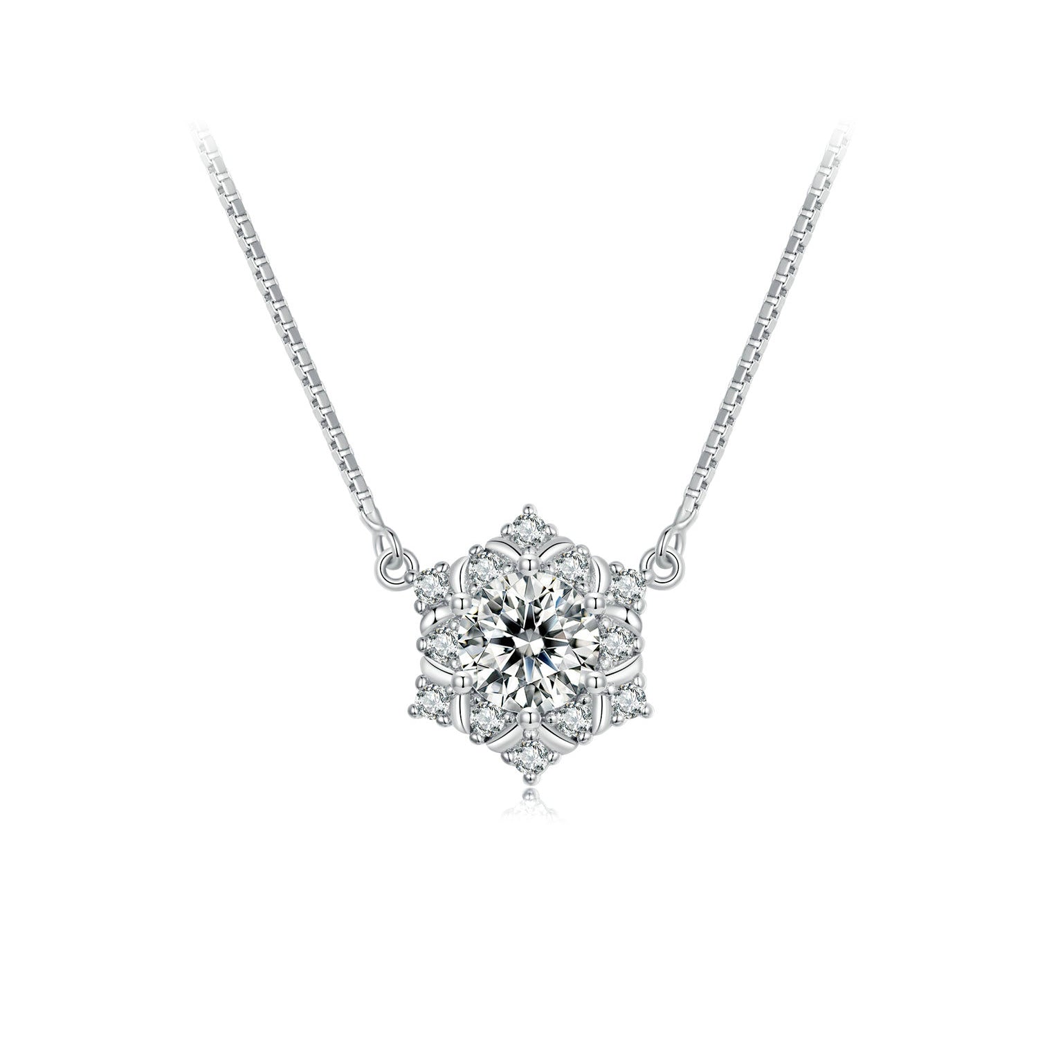 925 Sterling Silver Necklace with Pavé Setting CZ - Length 400+50mm - Women
