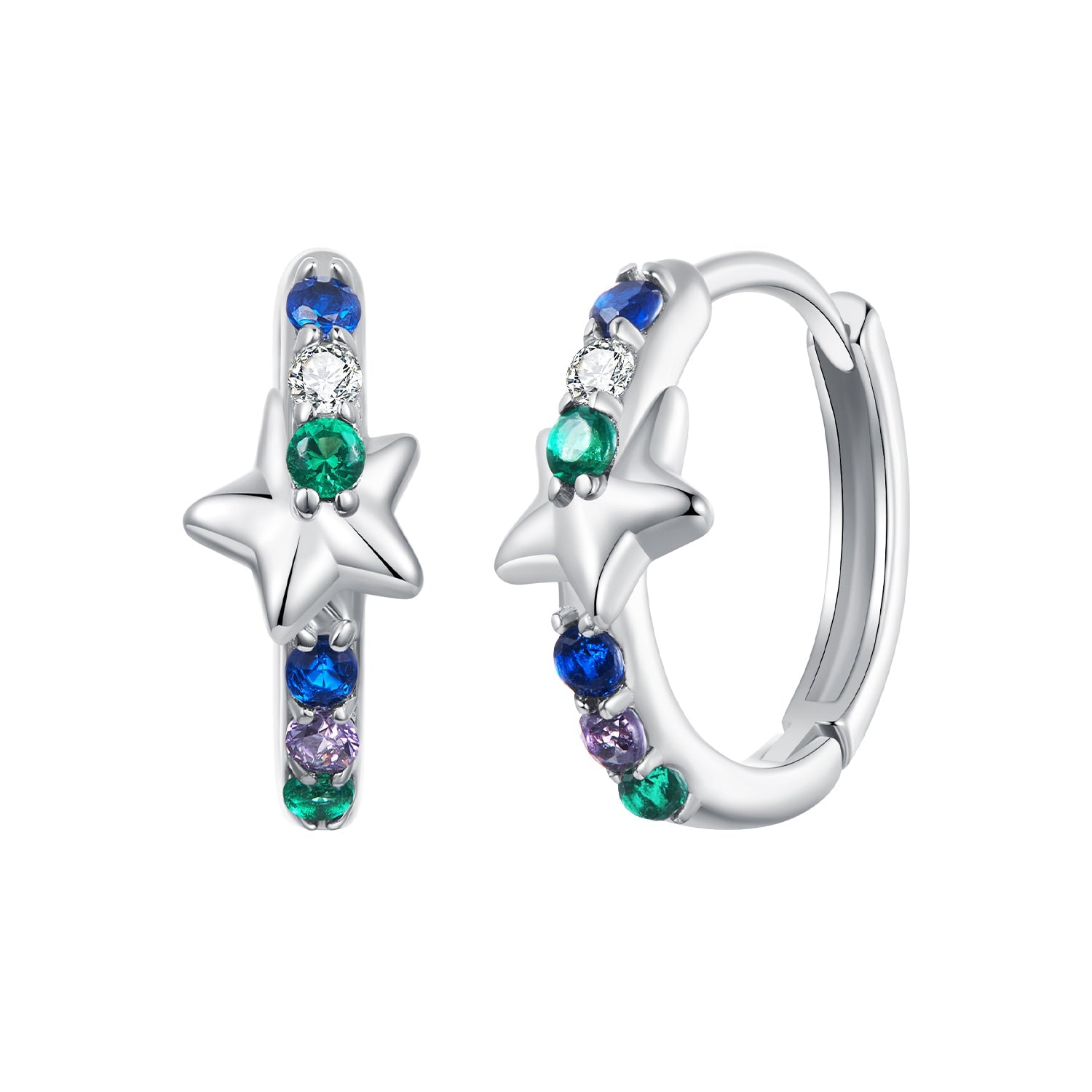 925 Sterling Silver Earrings with Pavé Setting CZ in White Gold for Women