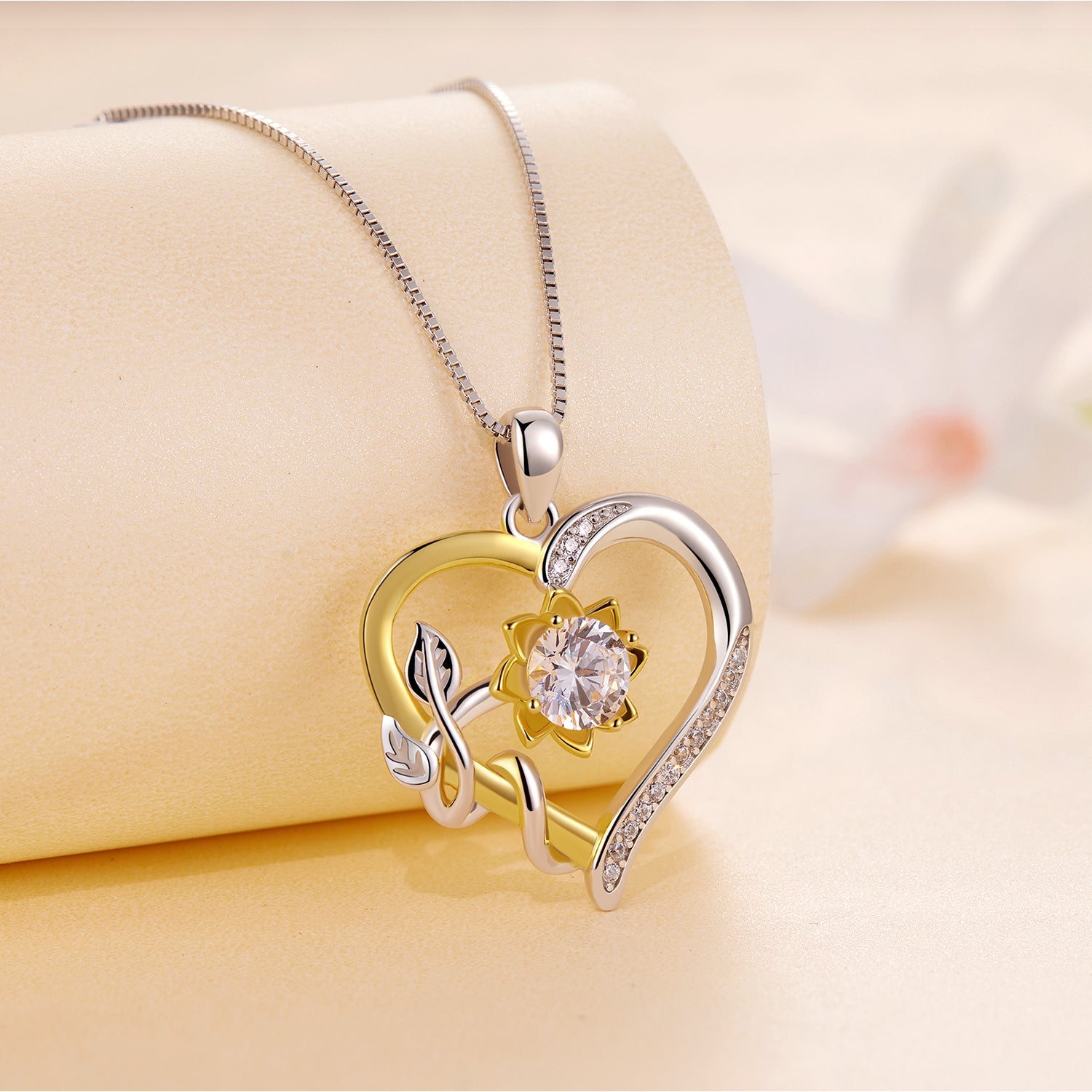 925 Sterling Silver Plated Gold Moissanite Necklace with Pavé Setting for Women