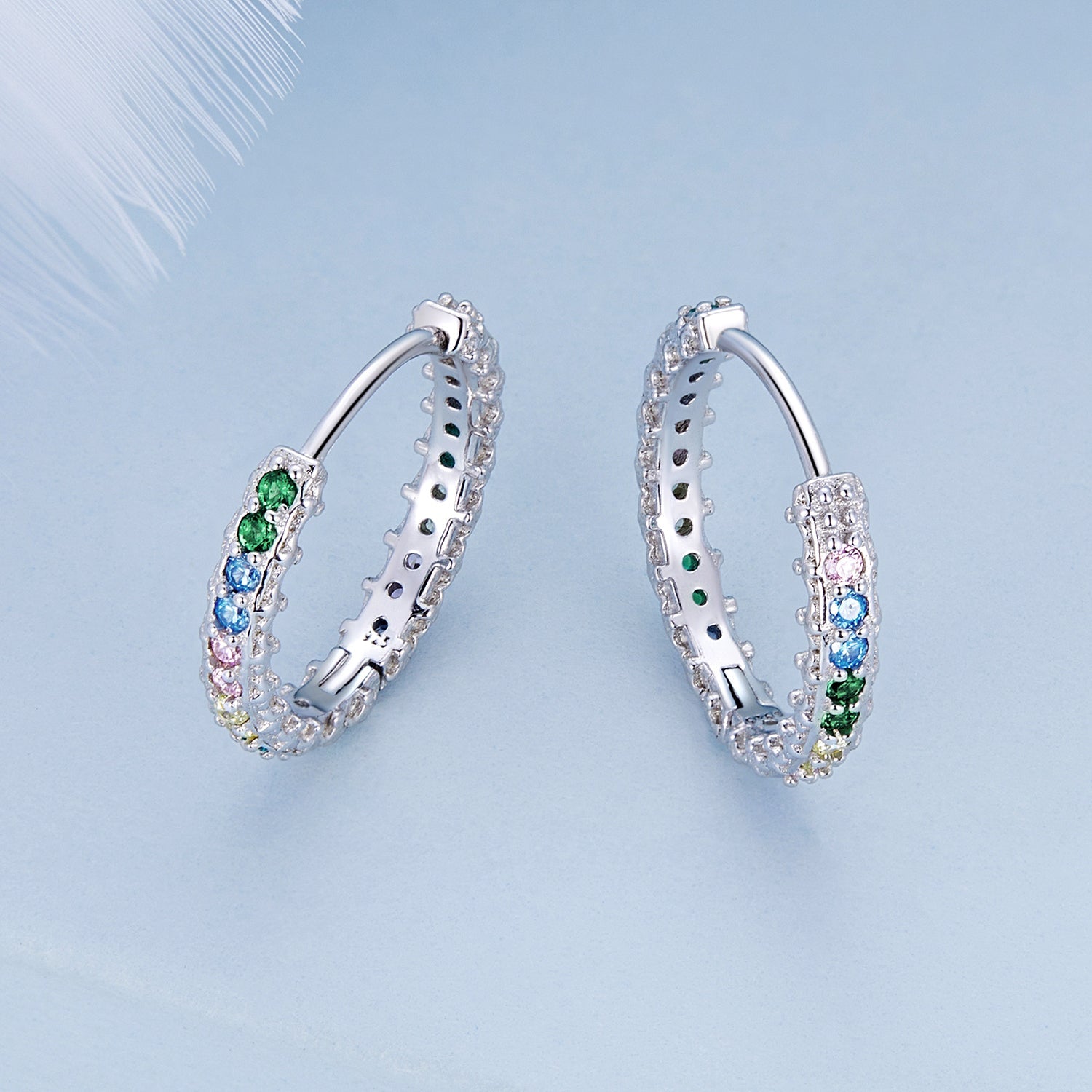 925 Sterling Silver Stud Earrings with CZ in Pavé Setting