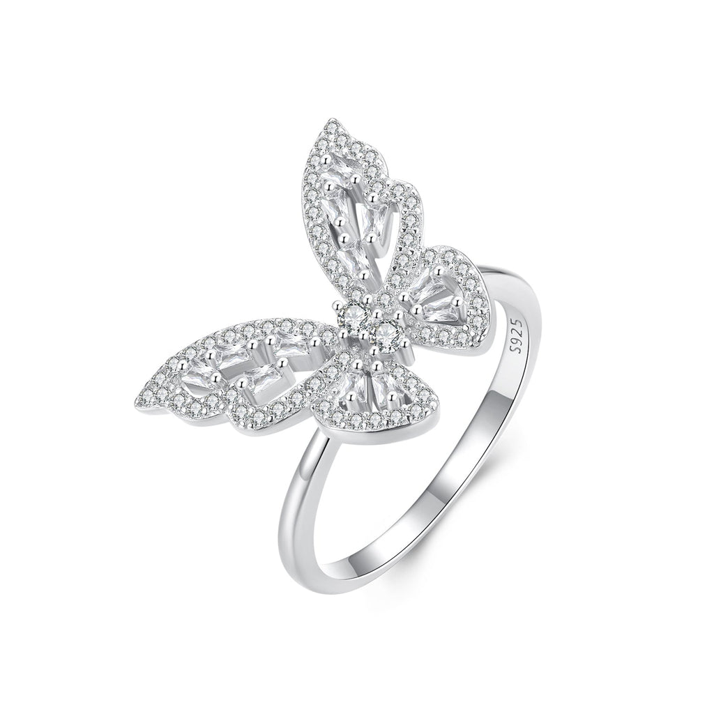 925 Sterling Silver White Gold Plated 1.9mm CZ Pavé Setting Ring Size 7 for Women