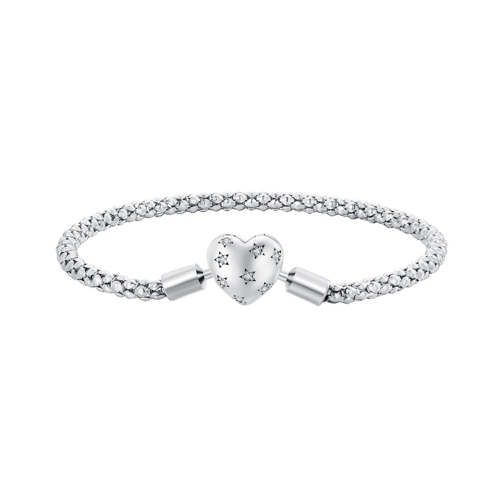 925 Sterling Silver Oxidized Silver Bracelets 17.0 Size with CZ for Women