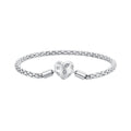 925 Sterling Silver Oxidized Silver Bracelets 17.0 Size with CZ for Women