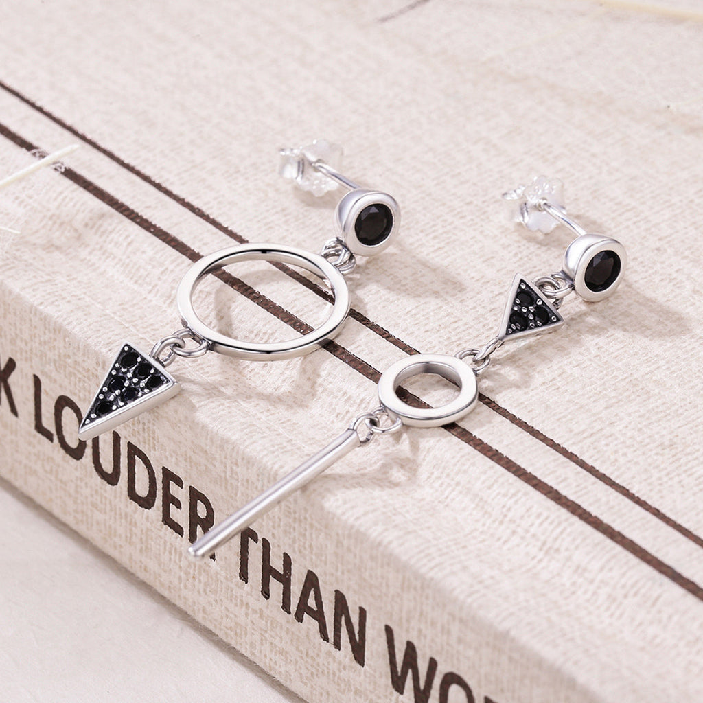 925 Sterling Silver Oxidized Pavé Setting CZ Earrings