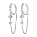 925 Sterling Silver Earrings with Pavé Setting CZ, 34*6mm for Women