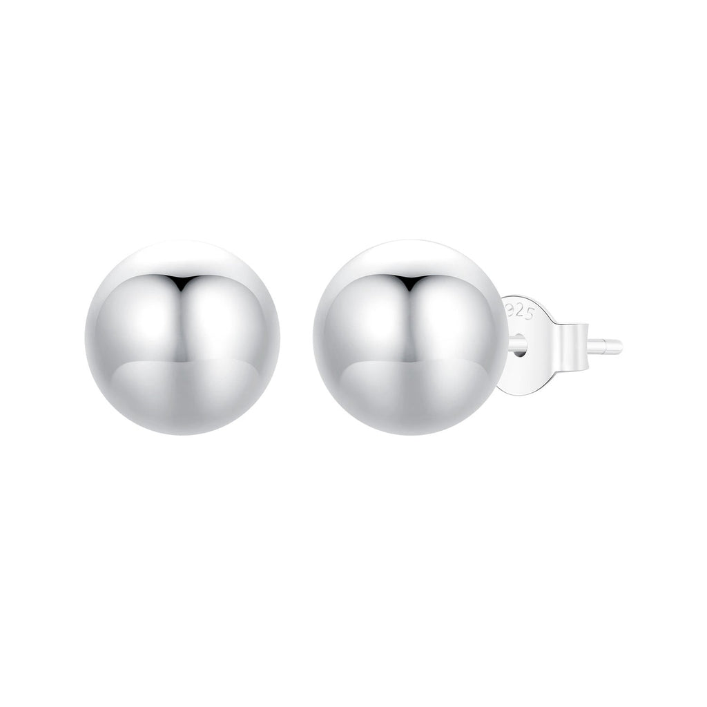 925 Sterling Silver Plated White Gold Earrings - 10mm for Women