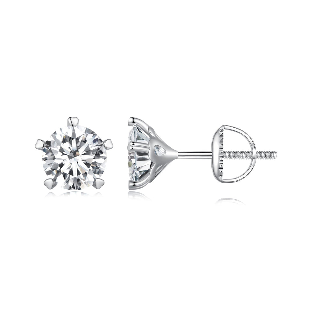 925 Sterling Silver Moissanite 0.50 Carat Earrings 6.0mm for Women