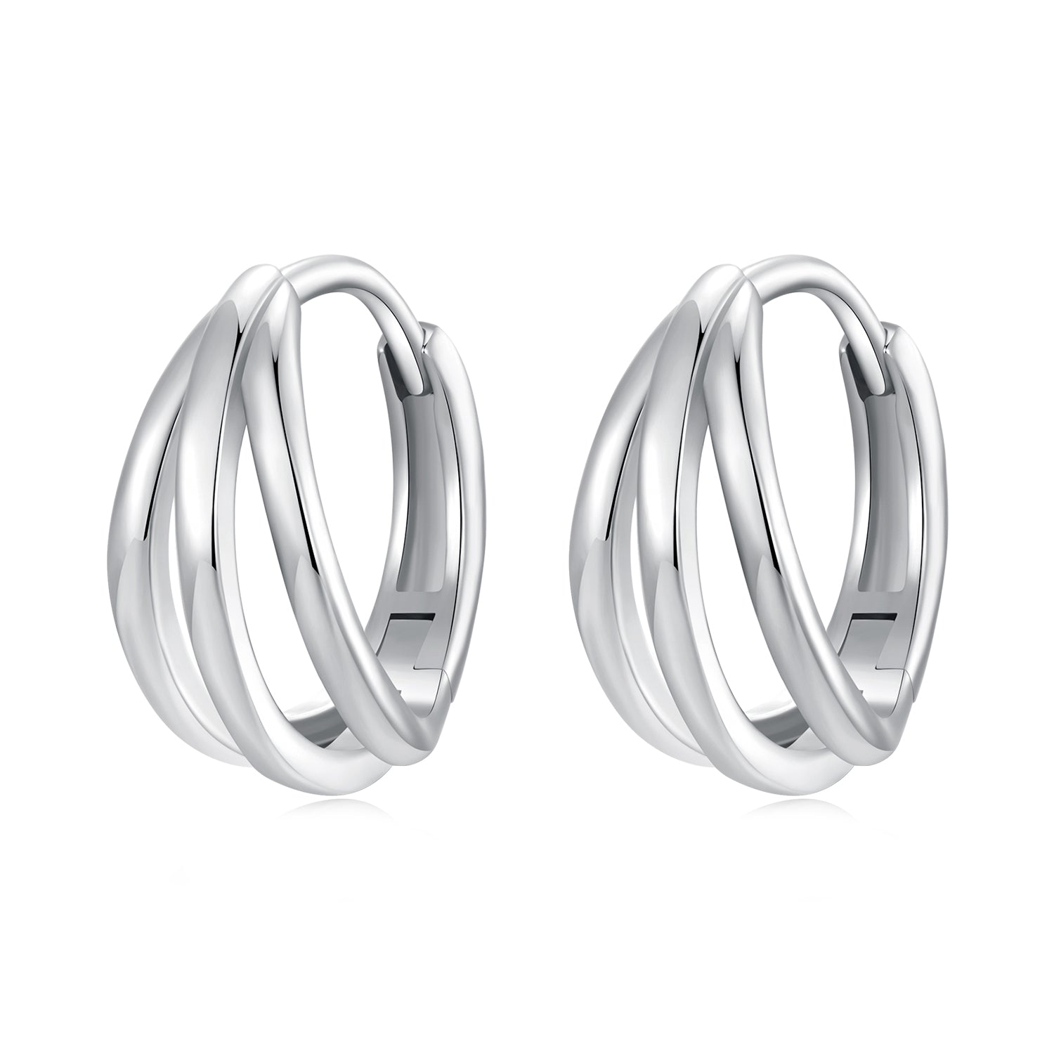 925 Sterling Silver Earrings with White Gold Plating, 1.3*0.6 cm, For Women
