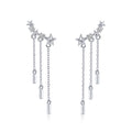 925 Sterling Silver Plated Platinum Pavé Setting CZ Earrings 3.4*0.7cm for Women