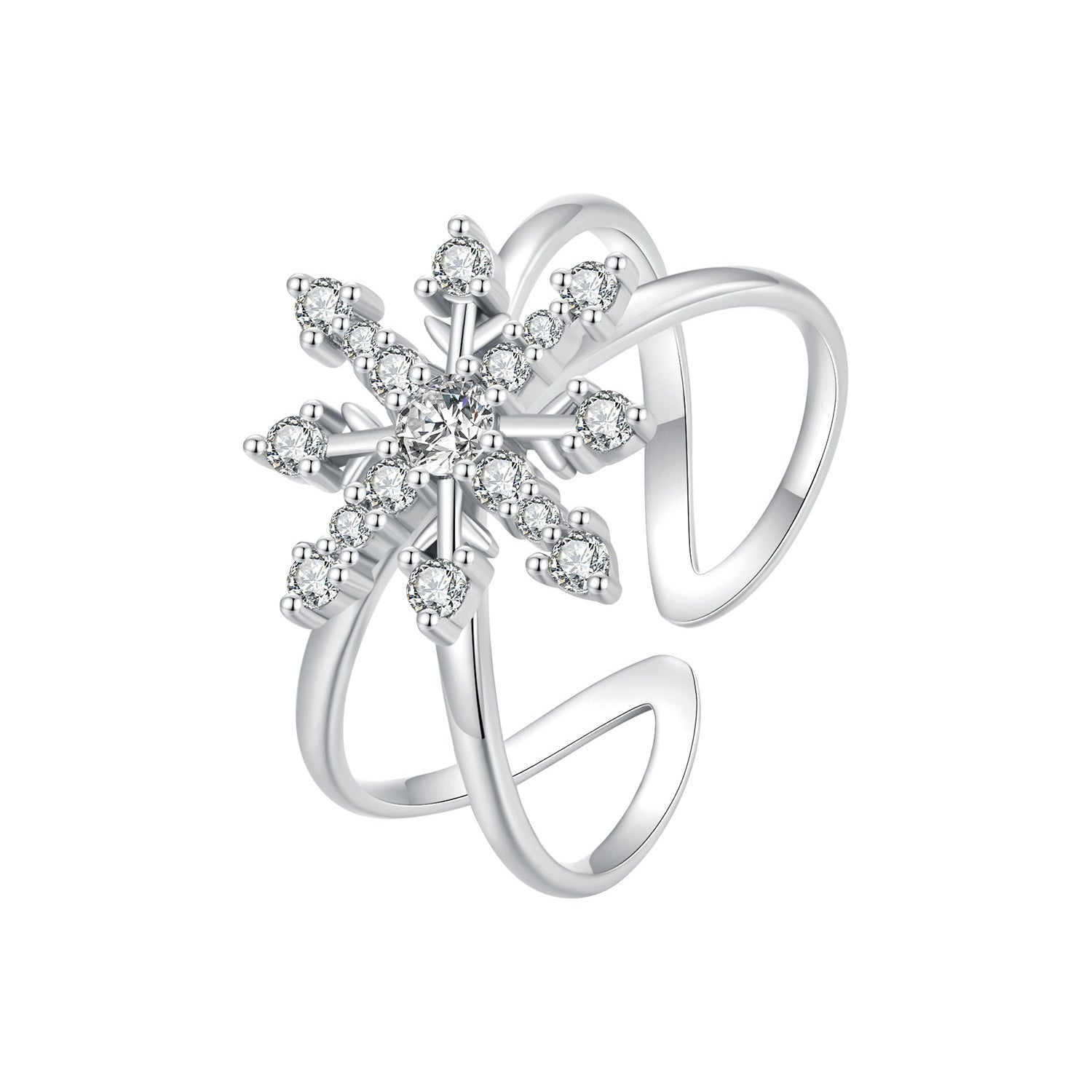925 Sterling Silver Platinum Plated Pavé Set CZ Ring for Women