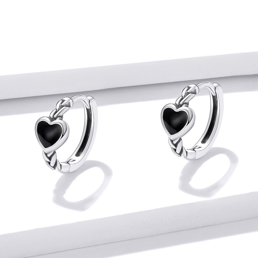 925 Sterling Silver Oxidized Enamel Earrings for Women - 1.2*0.5 cm