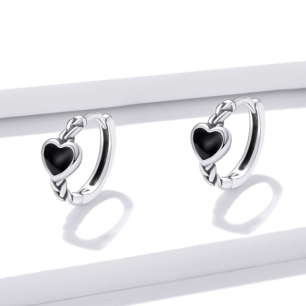 925 Sterling Silver Oxidized Enamel Earrings for Women - 1.2*0.5 cm