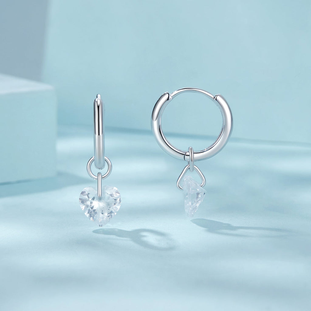 925 Sterling Silver Earrings with Pavé Setting CZ and White Gold Plating for Women