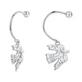 925 Sterling Silver Earrings with Pavé Setting CZ and White Gold Plating for Women