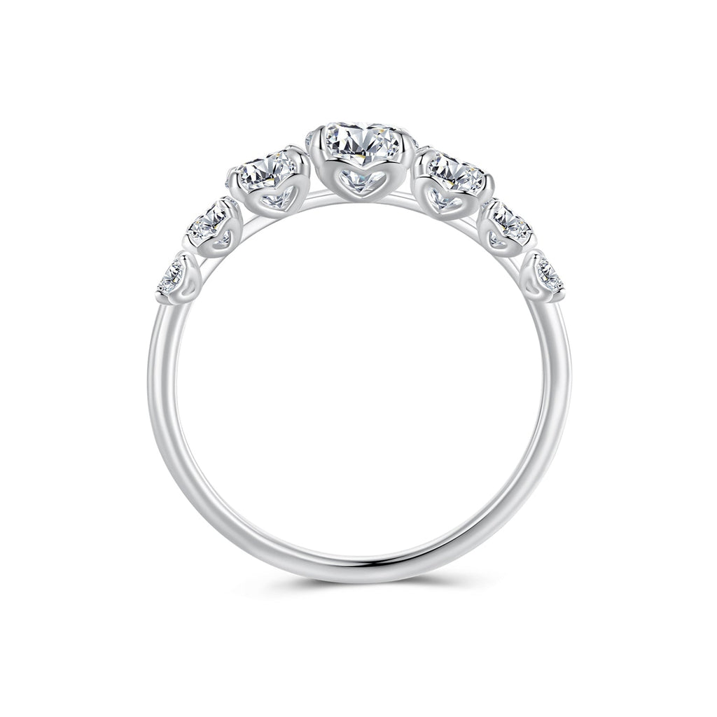 925 Sterling Silver Moissanite Engagement Ring with 5mm, 4mm, 3mm, 2.5mm Stones for Women