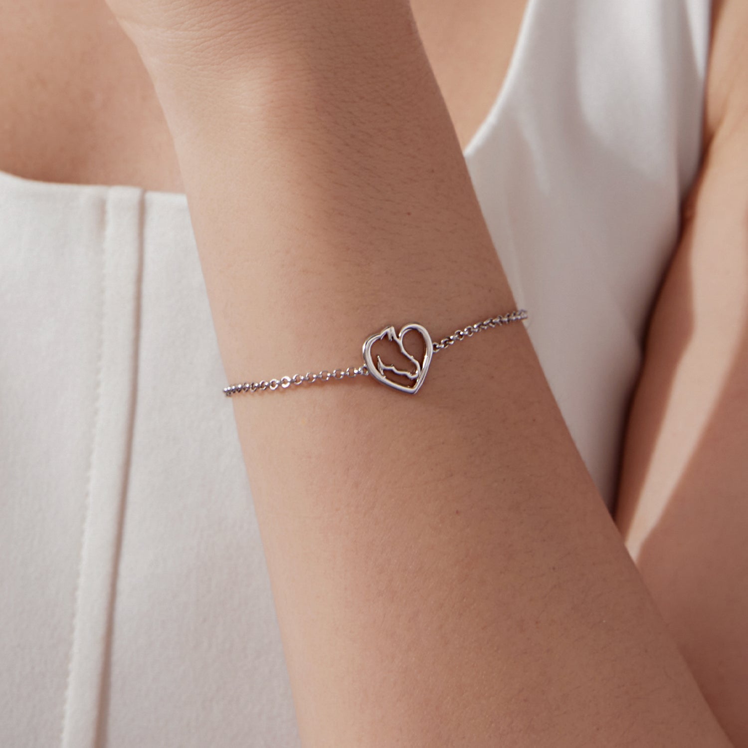 925 Sterling Silver Plated White Gold Bracelet 21cm for Women
