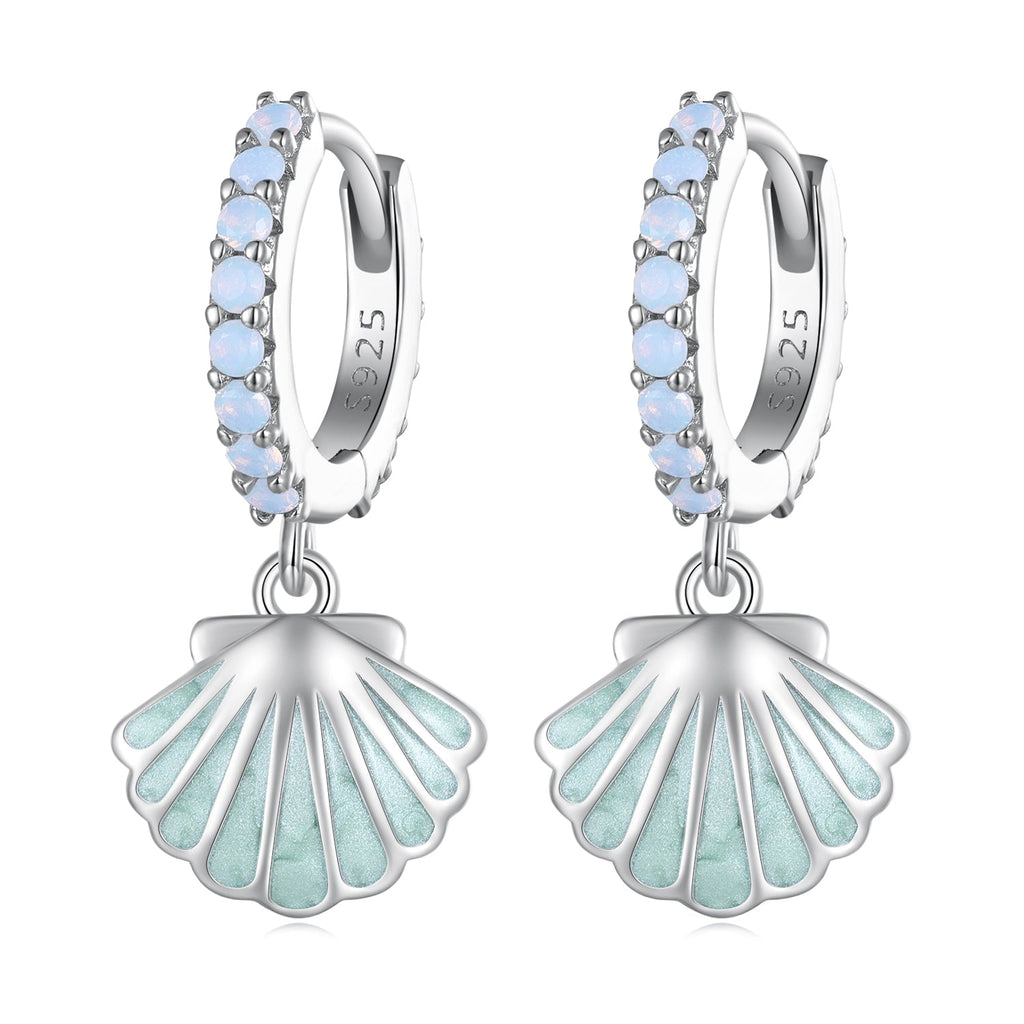 925 Sterling Silver Opal Enamel Earrings - 21x10mm for Women
