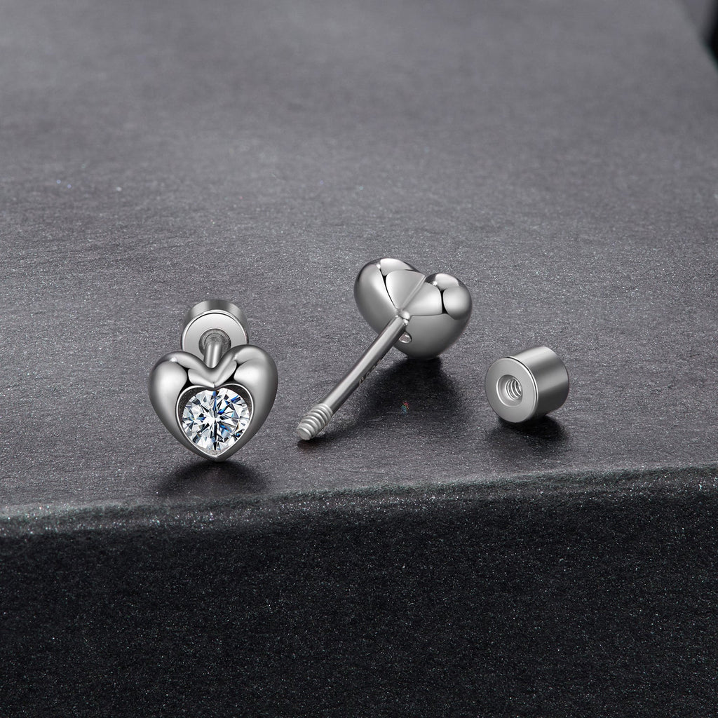 925 Sterling Silver Moissanite Earrings 0.5cm for Women