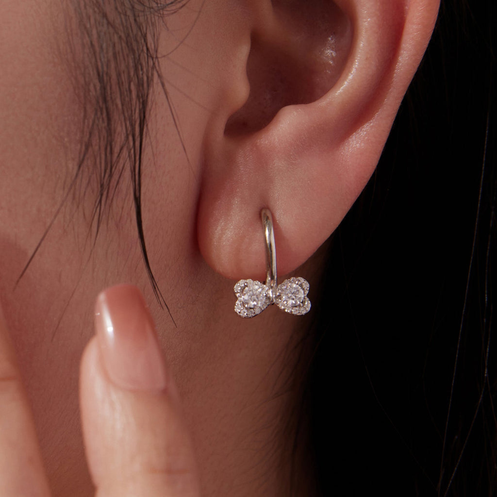 925 Sterling Silver Moissanite 0.20 Carat Earrings Plated White Gold for Women