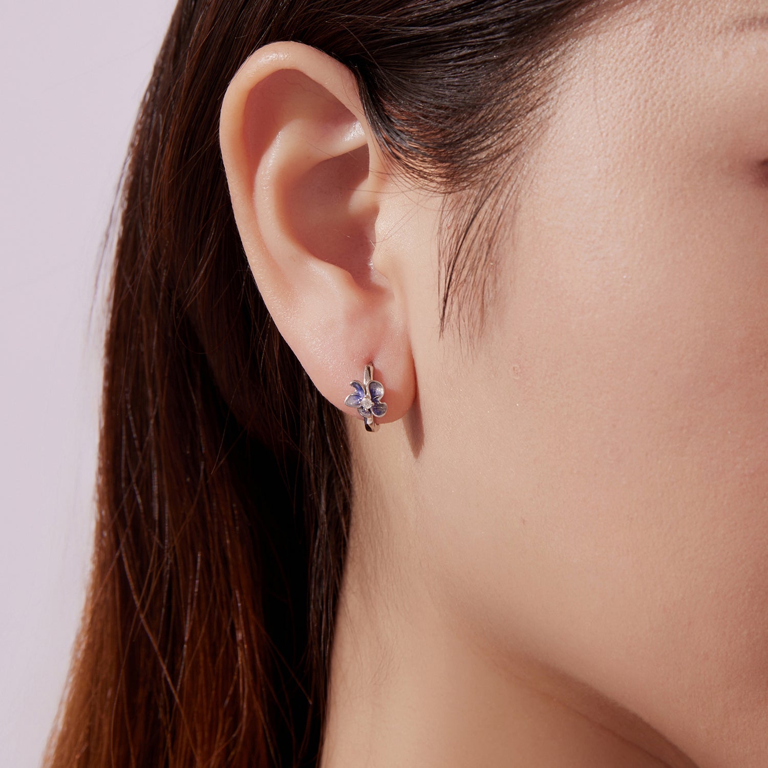 925 Sterling Silver White Gold Plated Enamel CZ Hoop Earrings for Women