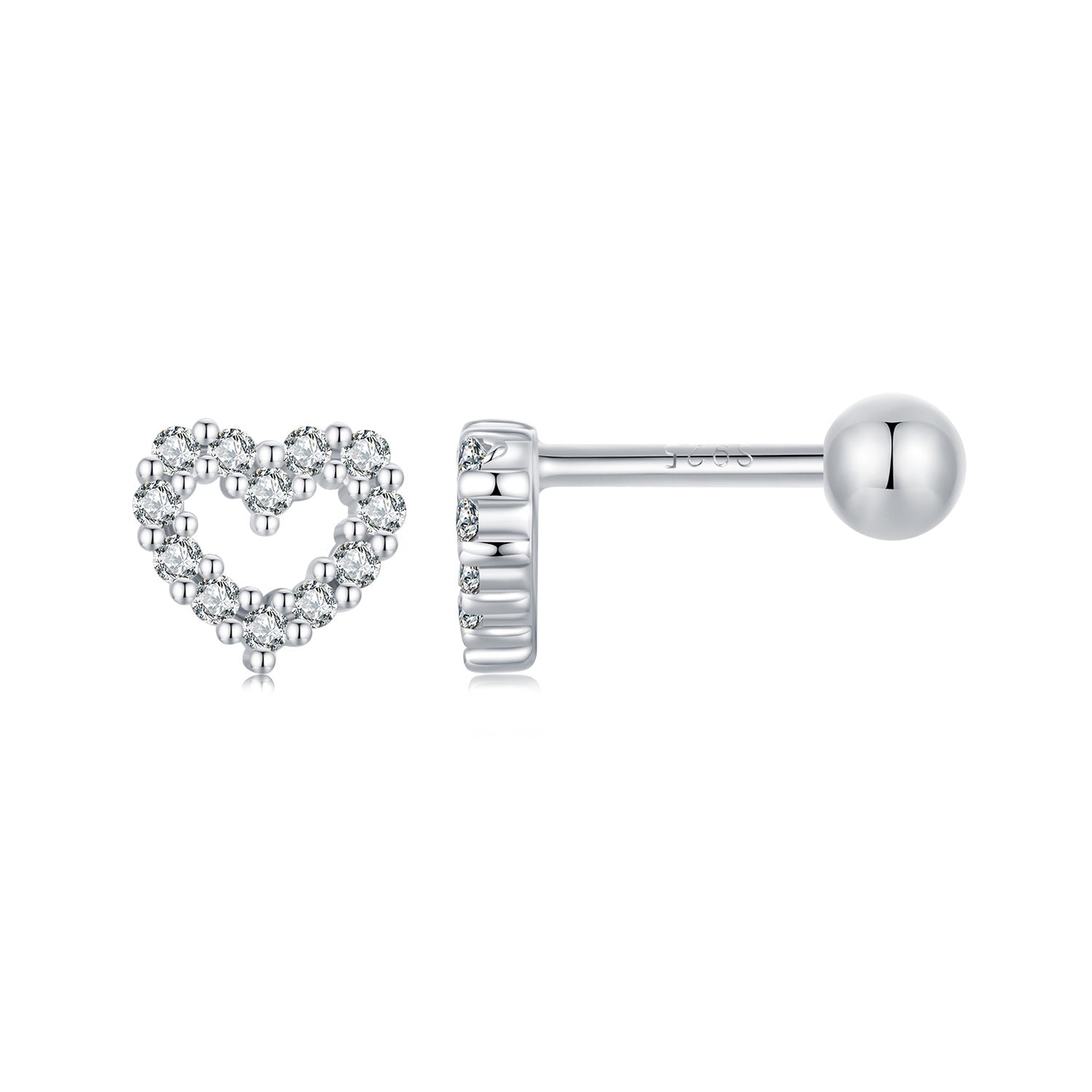 925 Sterling Silver White Gold Plated Earrings with CZ for Women