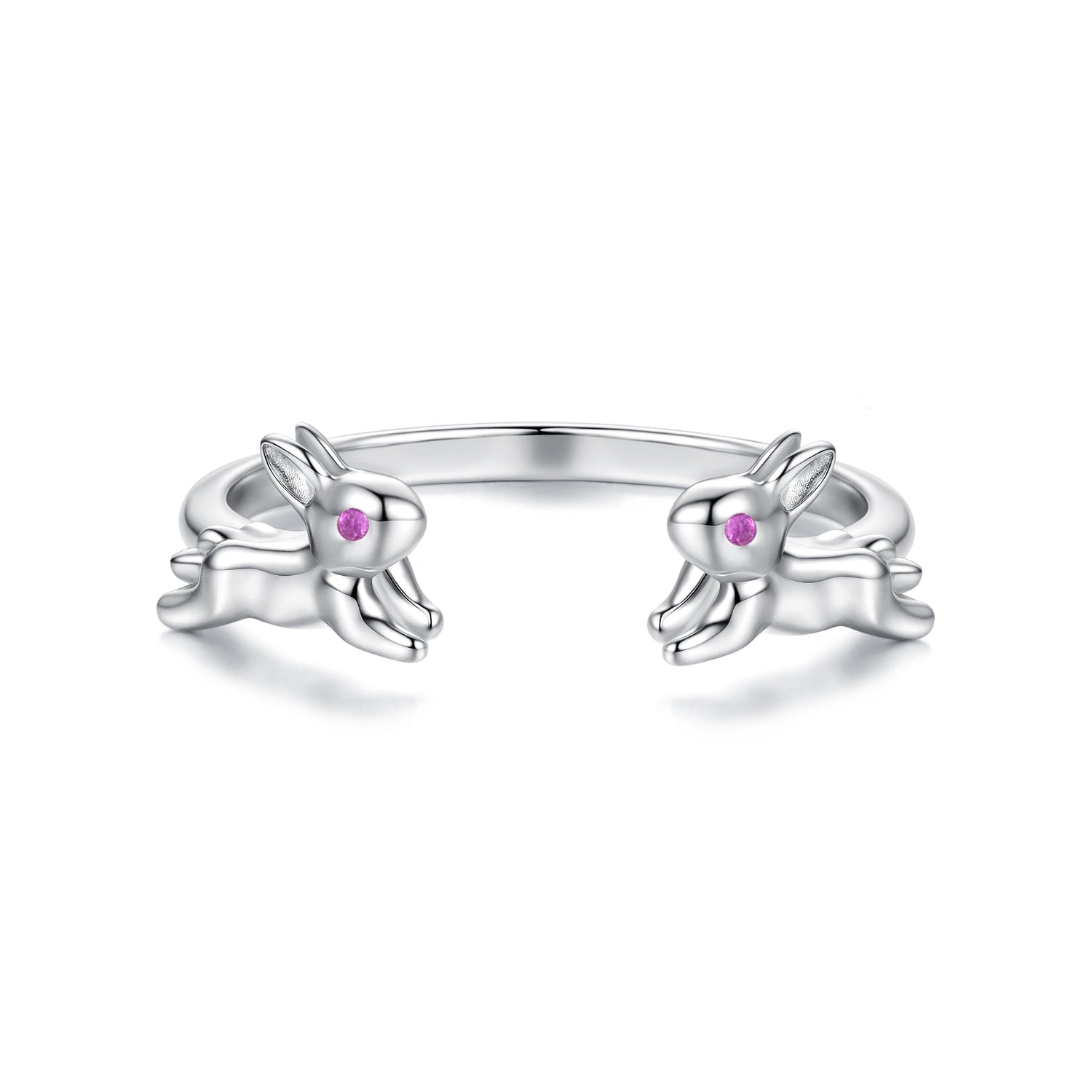 925 Sterling Silver Rabbit Ring with Pavé Setting CZ in White Gold for Women