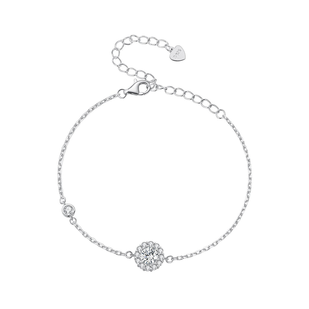 925 Sterling Silver Moissanite 0.5ct Bracelet with Pavé Setting for Women