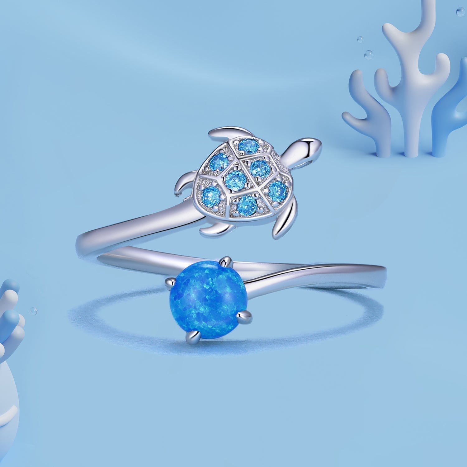 925 Sterling Silver Ring with Pavé Set CZ and Translucent Opal, 1.5mm Width for Women