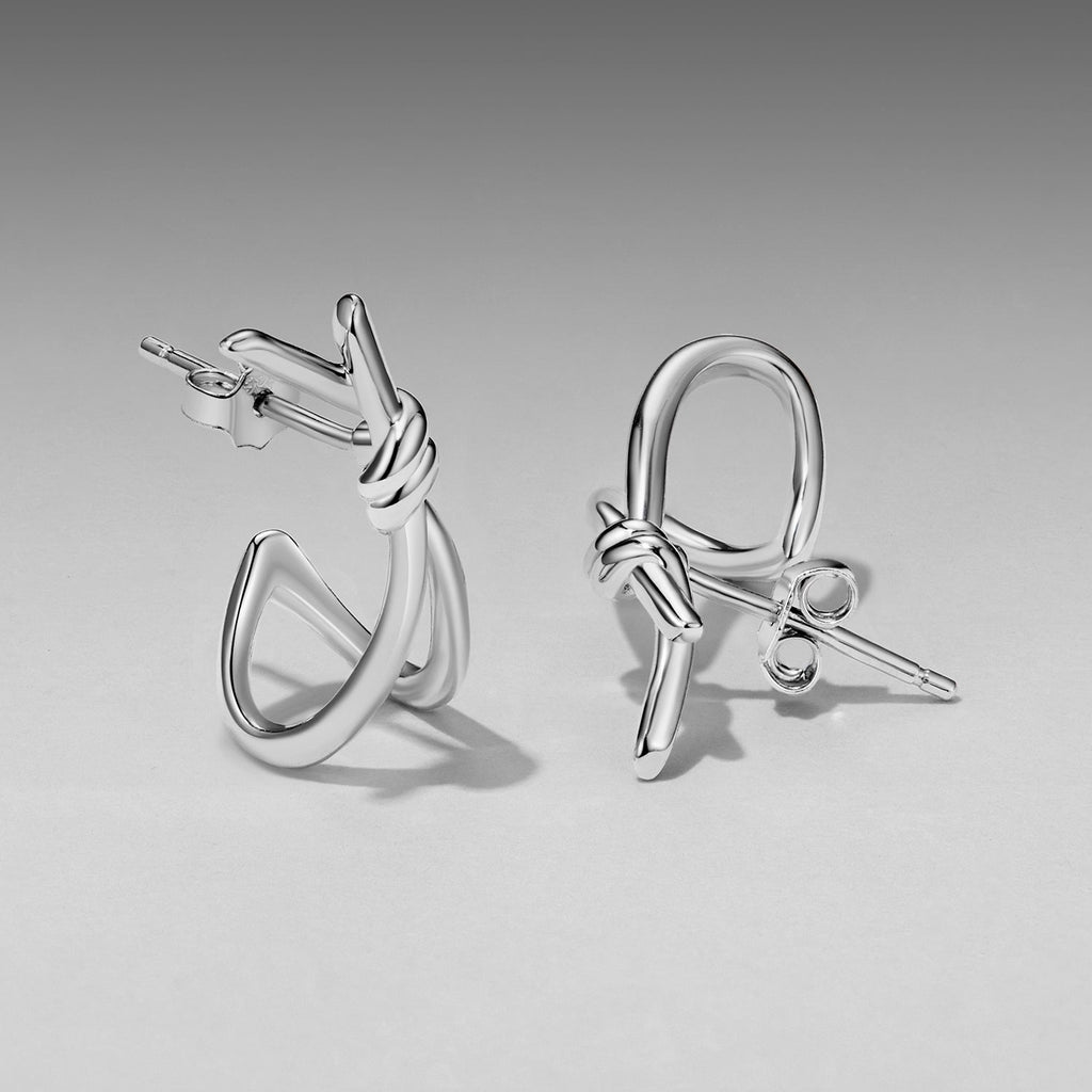 925 Sterling Silver Earrings for Women - Size 2.0*0.8 cm - Plated White Gold
