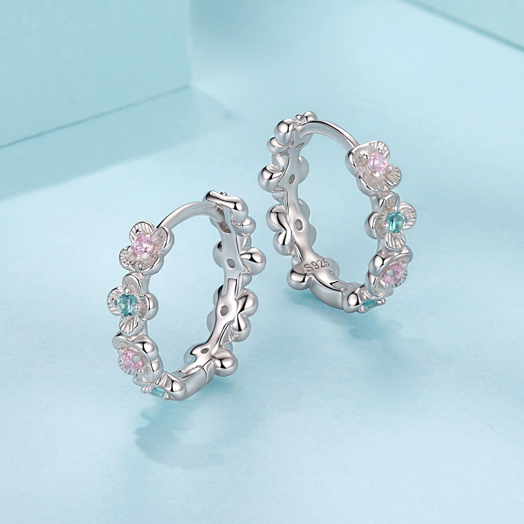 925 Sterling Silver Earrings with CZ and White Gold Plating
