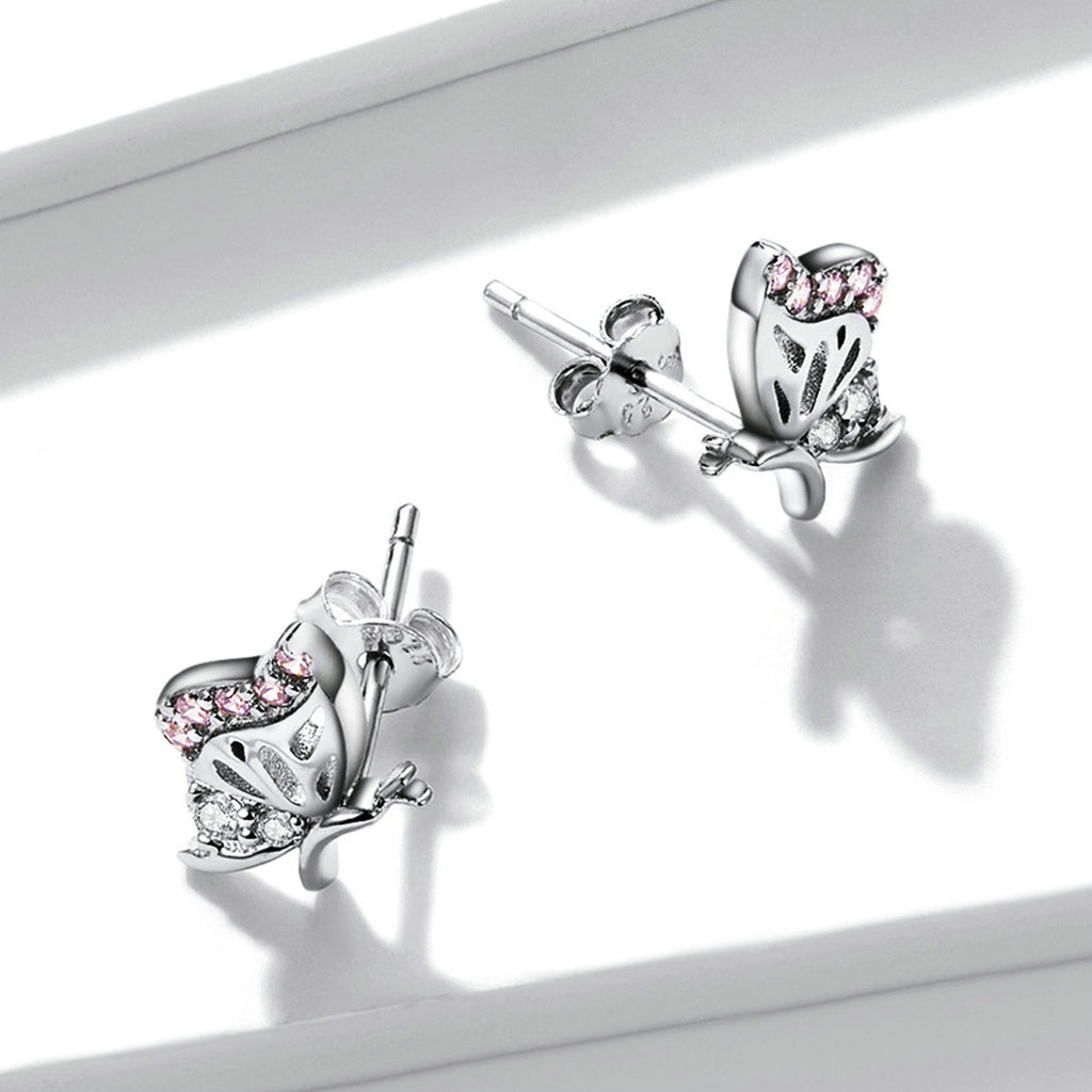 925 Sterling Silver Earrings with CZ in Pavé Setting