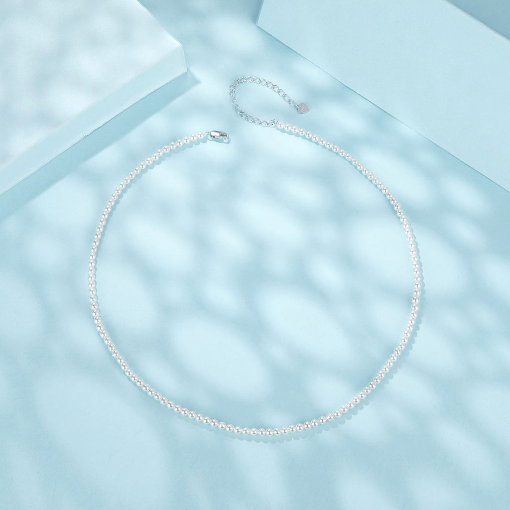 925 Sterling Silver White Gold Plated Necklace with Quality Shell Pearl for Women