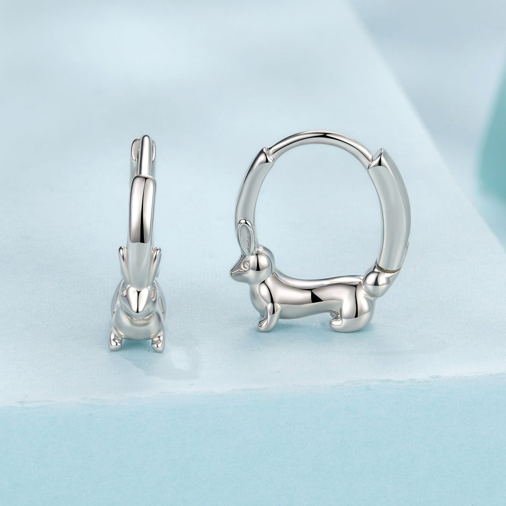 925 Sterling Silver White Gold Plated Hoop Earrings for Women