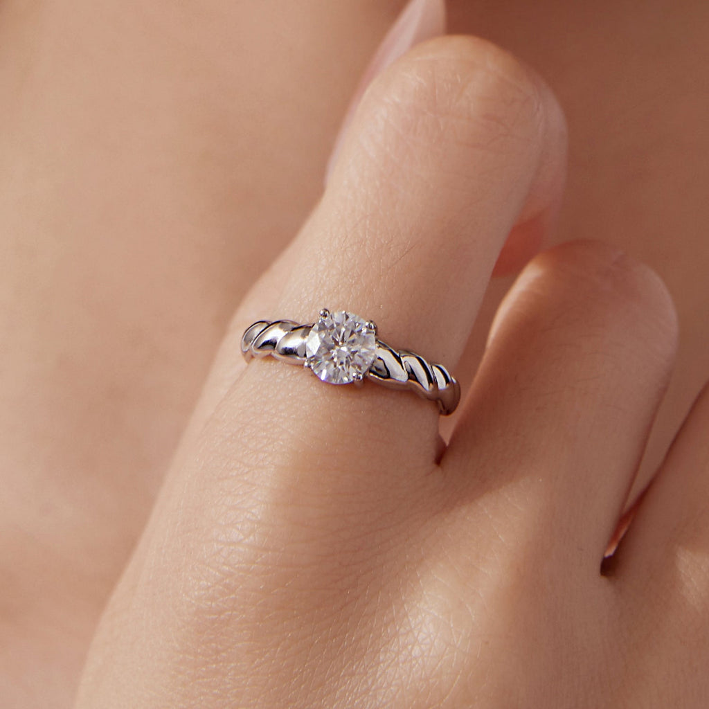 925 Sterling Silver Moissanite 0.65 Carat Ring for Women Size E