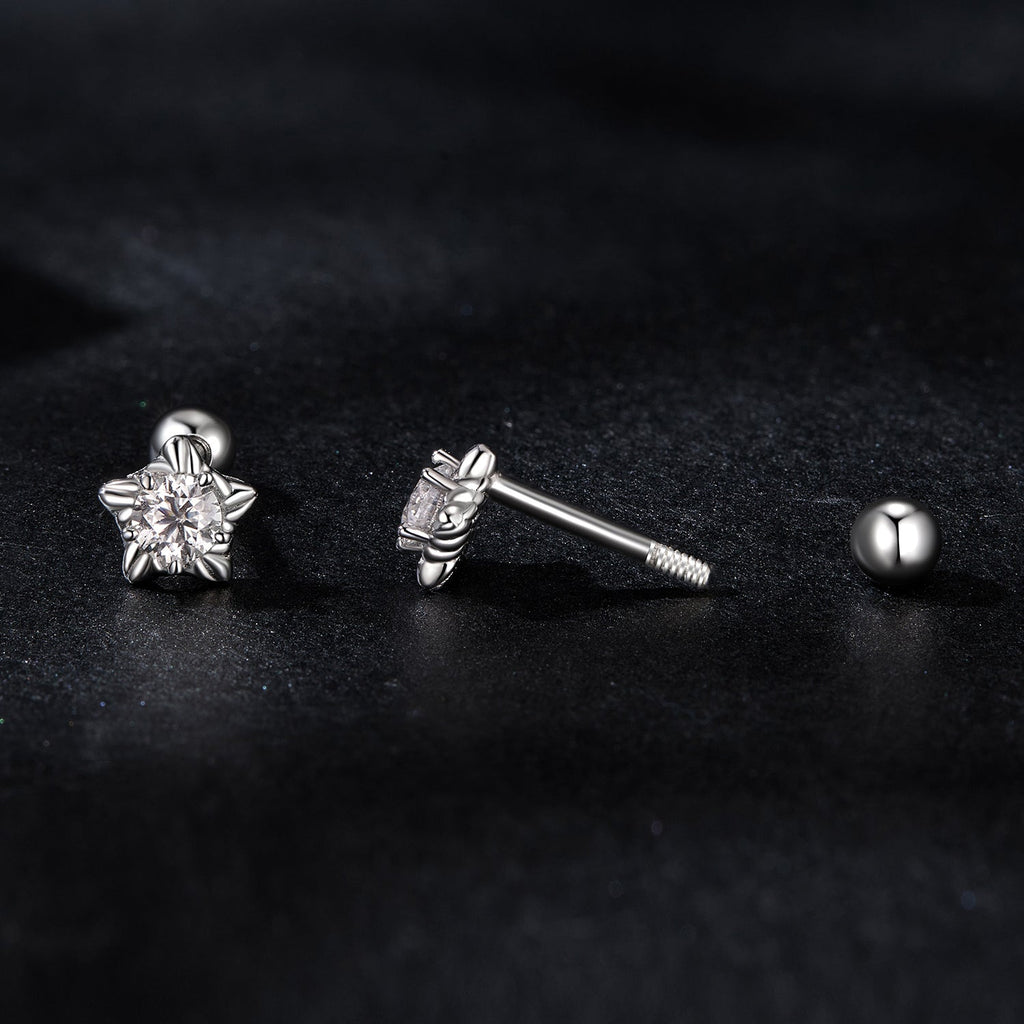 925 Sterling Silver Moissanite Stud Earrings 5mm for Women